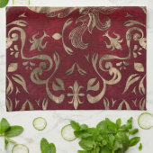 Vleur-de-lis-sierrood en goud theedoek (Gevouwen)