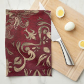 Vleur-de-lis-sierrood en goud theedoek (Quarter Fold)