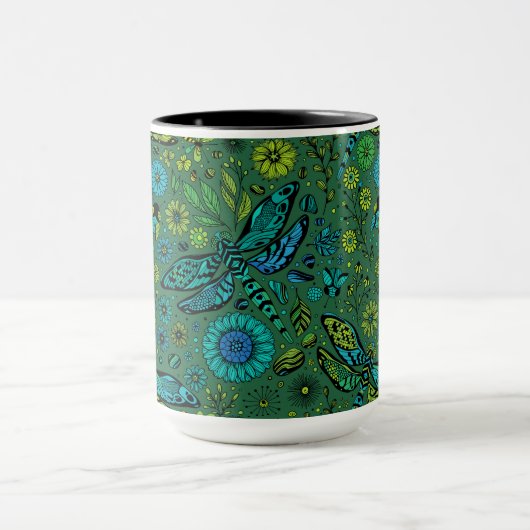 Vlieg een libel op smaragdgroen mok (Midden)