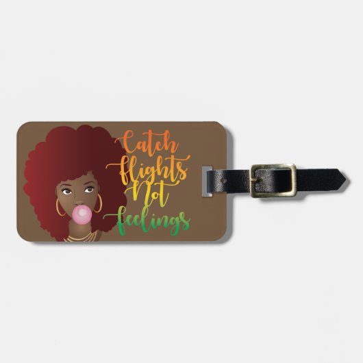 Vlieg geen rode afro Bubblegum Brown Bagagelabel (Voorkant horizontaal)