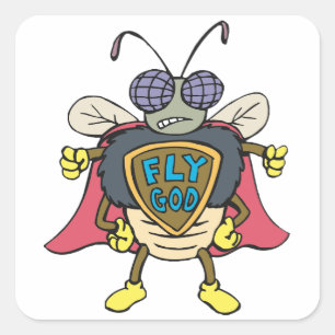 Vlieg God Superheld Vliegt Insect Karakter Vierkante Sticker