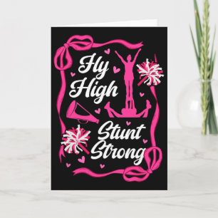 Vlieg hoog stunt sterke cheer flyer cheerleading v kaart