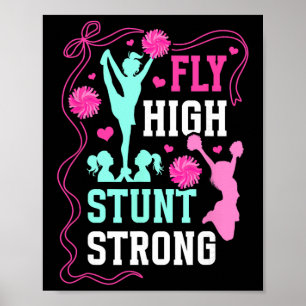 Vlieg hoog stunt sterke cheer flyer cheerleading v poster