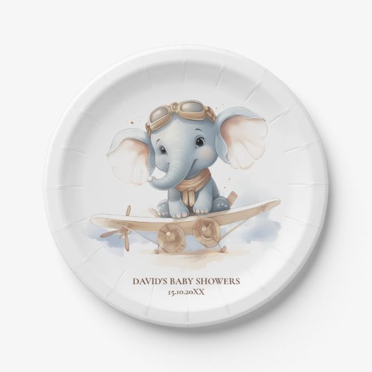 Vlieg in Schattige gelukzaligheid: Olifant Waterve Papieren Bordje (Voorkant)
