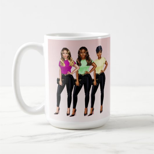 Vlieg Meisje Bossy Vrouwen Roze En Wit Koffiemok (Links)
