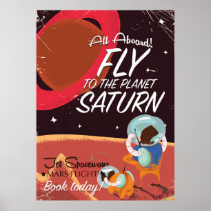 Vlieg naar het jaartal Planet Saturn Poster