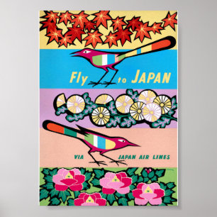 Vlieg naar Japan Oude Reisposter Gerenoveerd Poster