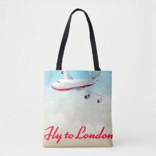Vlieg naar Londen Vliegtuigposter Tote Bag