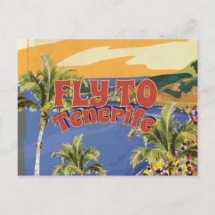 Vlieg naar Tenerife Vintage Reisposter Briefkaart