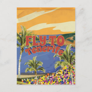 Vlieg naar Tenerife Vintage Reisposter Briefkaart