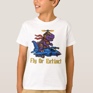 Vlieg Of Uitgestorven Pixel Art Dinosaur Pilot Fig T-shirt