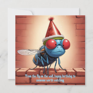 Vlieg op de muur Verjaardag: satirisch plezier! Kaart