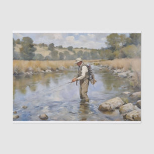 Vlieg Vissen op de rivier Decoupage Tissuepapier