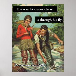 Vlieg Vissen Retro Afbeelding om te personalisere Poster
