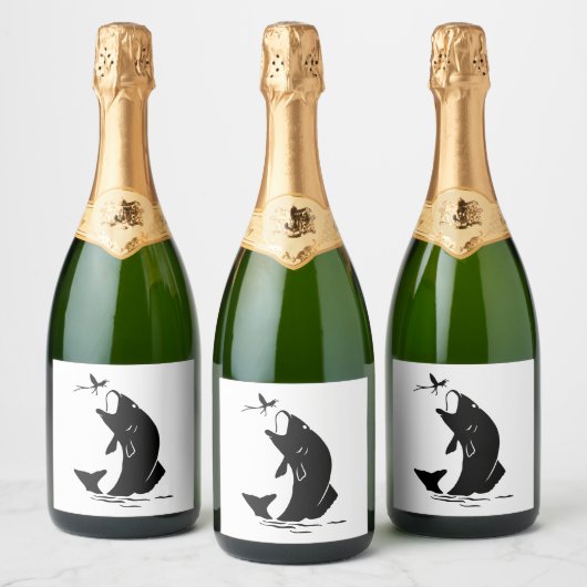 Vlieg Vissen Vissprong Larvea Haak Visser Gift Sparkling Wijnetiket (Flessen)