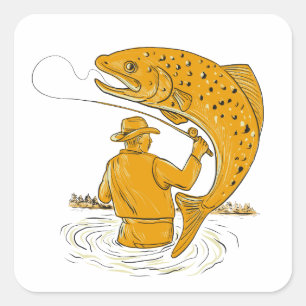 Vlieg Visser Helling Forel Tekening Vierkante Sticker