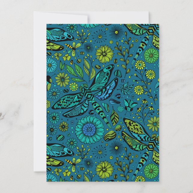 Vlieg, vlieg dragonfly op blauw (Voorkant)