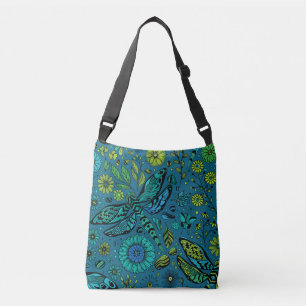 Vlieg, vlieg dragonfly op blauw crossbody tas
