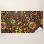 Vlieg, vlieg libel op kaneel bruin strandlaken (Voorkant)