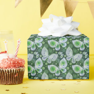 Vlieg weg Paisley Butterfly Print groen Cadeaupapier
