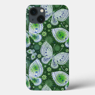 Vlieg weg Paisley Butterfly Print groen iPhone 13 Hoesje