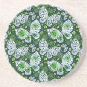 Vlieg weg Paisley Butterfly Print groen Zandsteen Onderzetter
