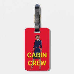 VLIEGAANWEZIG CABINEBEMANNING STEWARDESS MELANT BAGAGELABEL