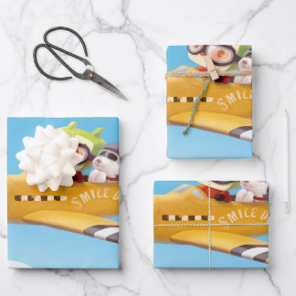 Vliegavontuur met hond inpakpapier vel