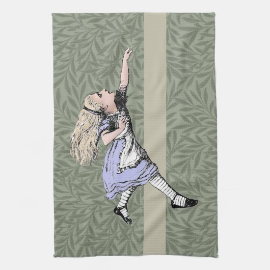 Vliegen Alice in Wonderland kijken glas Theedoek (Verticaal)