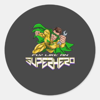 Vliegen als een superheld ronde sticker