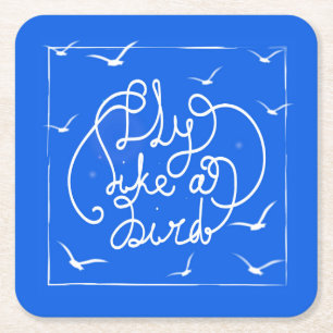 Vliegen als een vogel vierkante kartonnen onderzetter