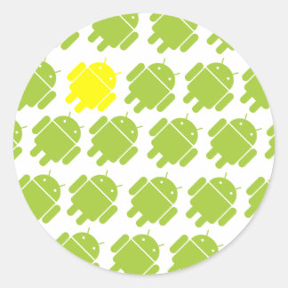 Vliegen Android Geel Ronde Sticker