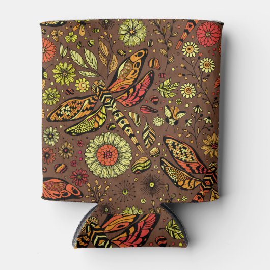 Vliegen, dragonvlieg op kannamonbruin blikjeskoeler (Voorkant)