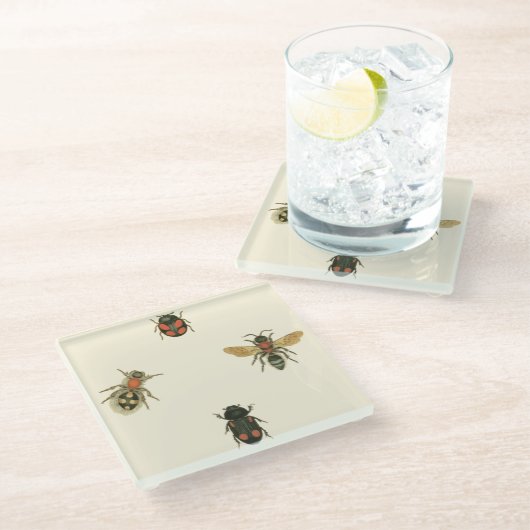 Vliegen en Beetles van Visual Studio Glazen Onderzetter (Schuin)
