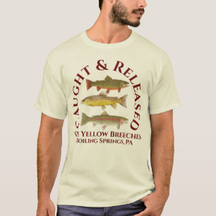 Vliegen en vrijgelaten forel t-shirt