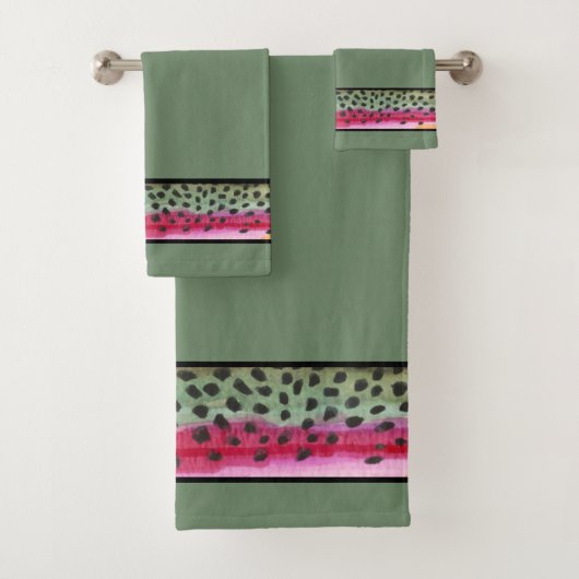 Vliegen met handmatige regenboogforel bad handdoek (Insitu)