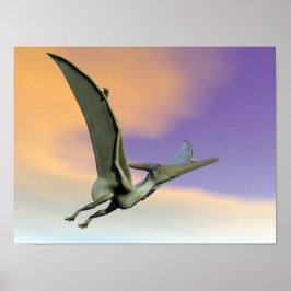 vliegen met Pteranodon dinosaur - 3D rendering Poster