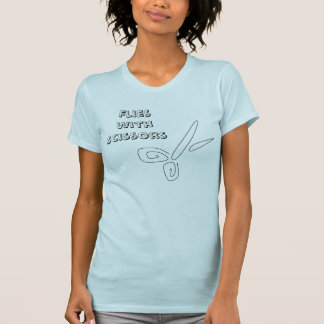 vliegen met schaar t-shirt
