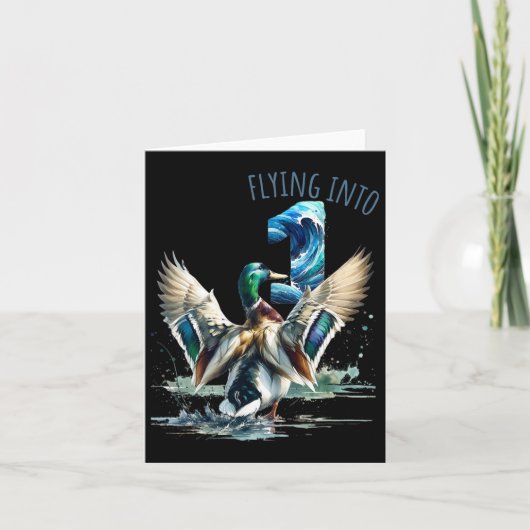 Vliegen naar 1 eend jagen 1e verjaardag partij 1 y kaart (Voorkant)