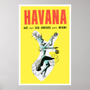 Vliegen naar Havana poster van het klassieke Cubaa