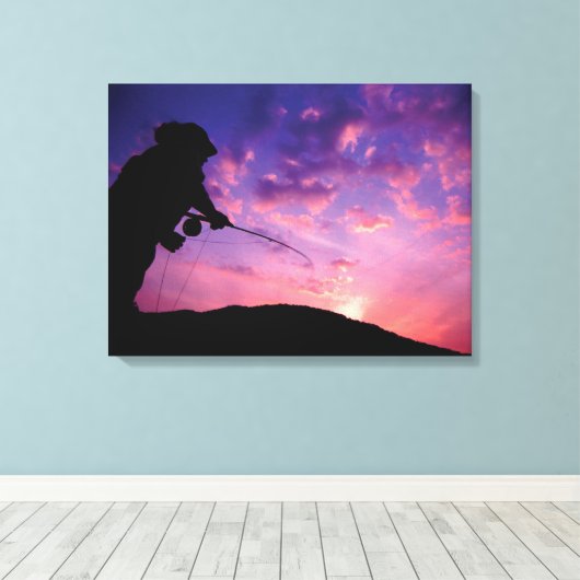 Vliegen op zonsondergang canvas afdruk (Insitu (Houten vloer))