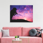Vliegen op zonsondergang canvas afdruk (Insitu (Woonkamer))