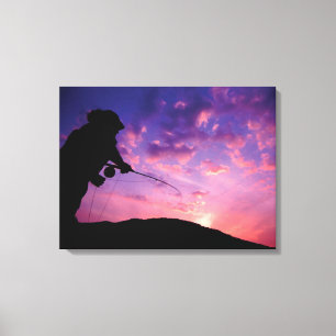 Vliegen op zonsondergang canvas afdruk