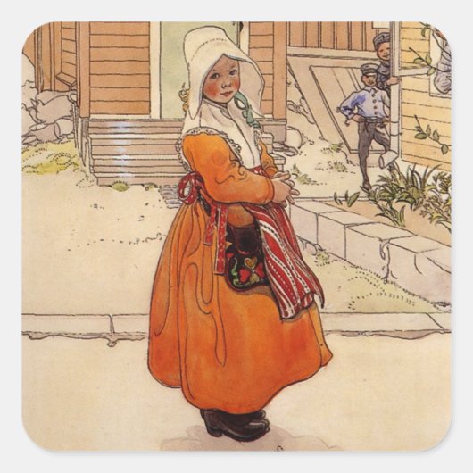 vliegen rond de suiker vierkante sticker (Voorkant)