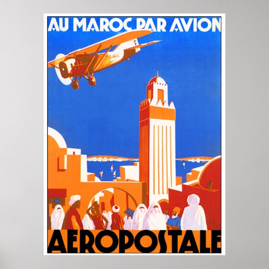 Vliegen tegen Marokko Air. Aeropostale Poster (Voorkant)