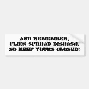 vliegen verspreiden ziekte bumpersticker
