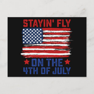 Vliegend blijven op de 4e juli Amerikaanse vlag VS Briefkaart