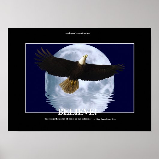 Vliegend Eagle en Moon "Geloof!" Motivatie kunst Poster (Voorkant)