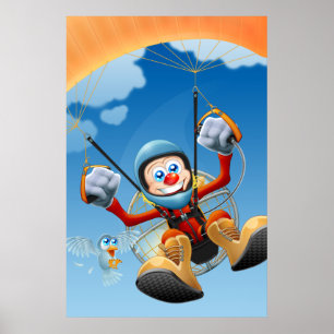 Vliegend hoog paramotorisch Poster