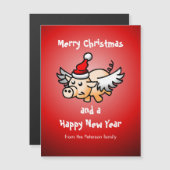 Vliegend Kerstvarken Magnetische Kaart (Voorkant / Achterkant)